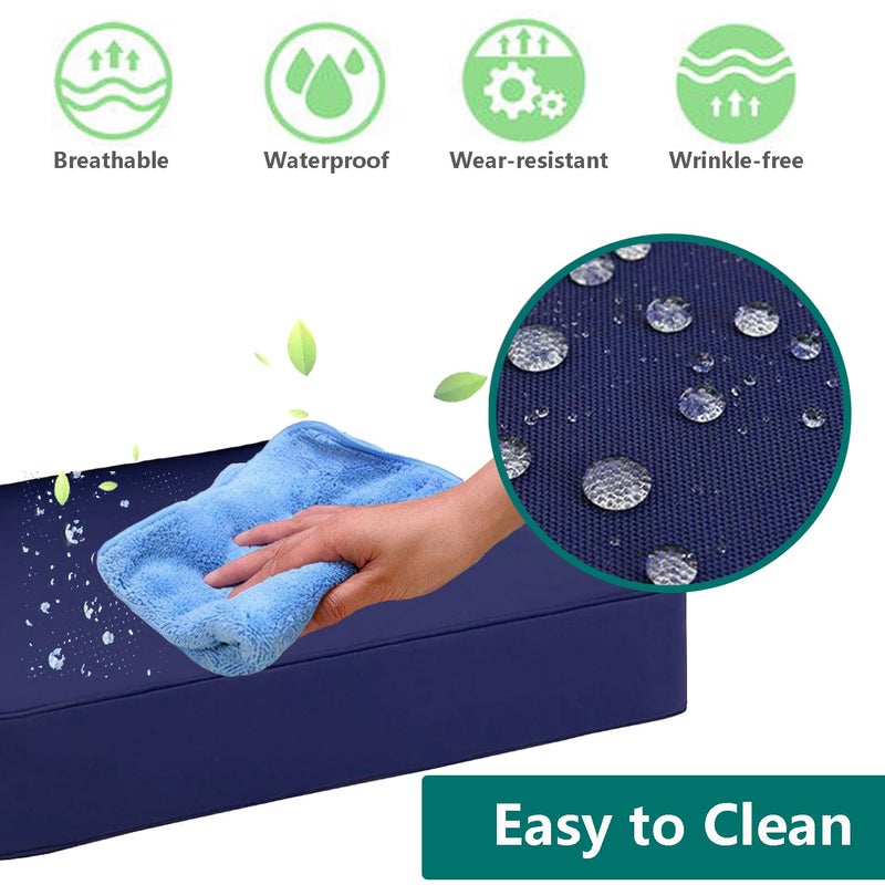 Oslimea أغطية وسائد الفناء الخارجية من Oslimea مقاس 24 × 24 × 4 بوصة 4 عبوات من أثاث الفناء غطاء مقعد مقاوم للماء وقابل للغسل والأريكة والأريكة وغطاء واقي الأثاث للداخل والخارج باللون الأزرق - Image 5